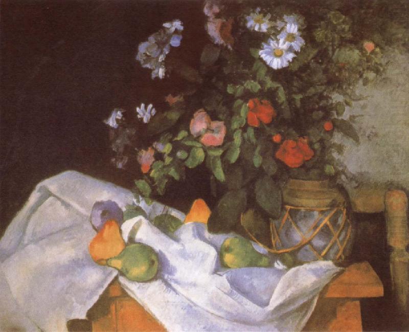 Paul Cezanne Still life with Flowers and Fruit